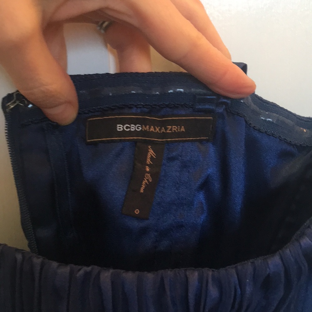 BCBG MAXAZRIA blue 100% silk strapless dress - Picture 5 of 6